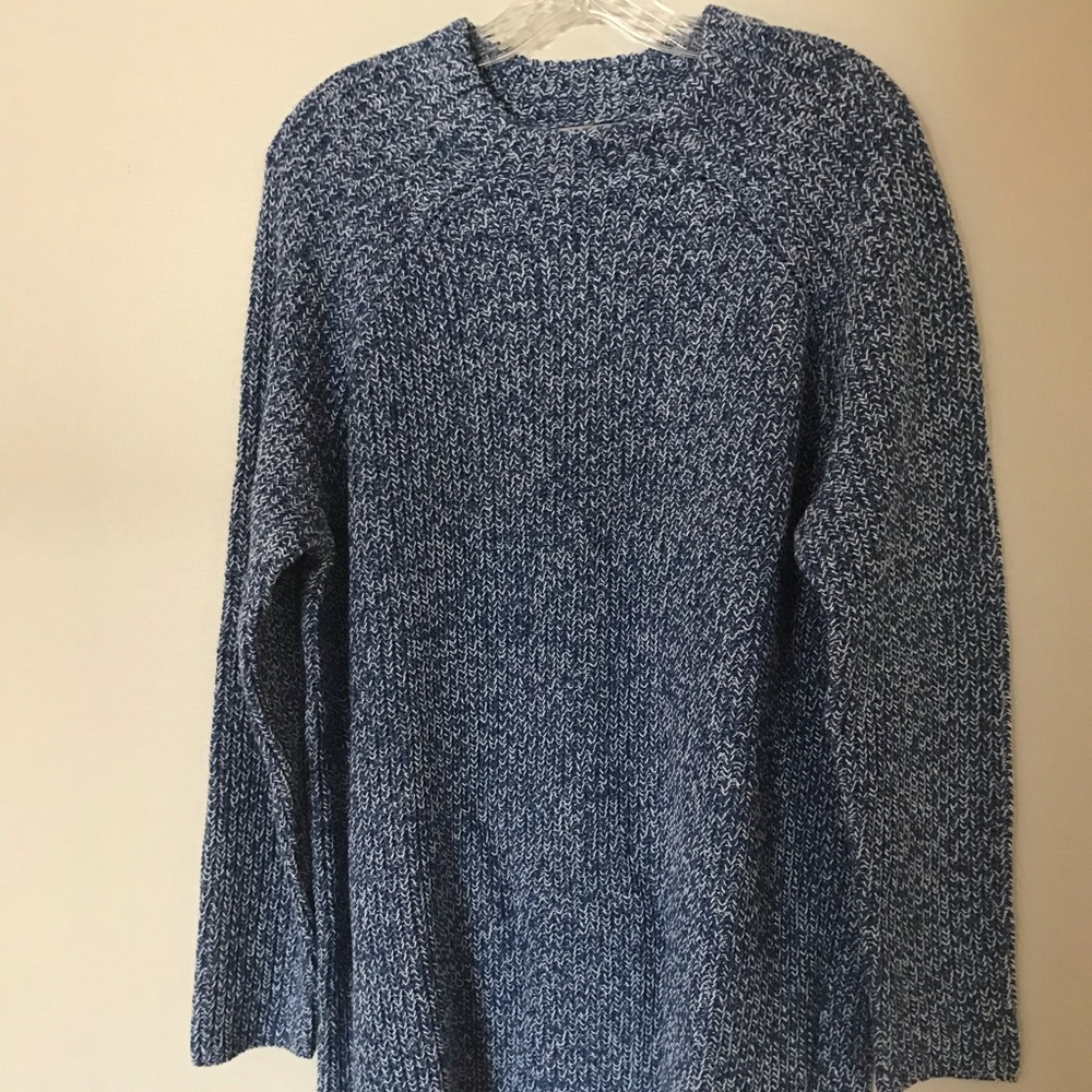 Blue and white crew neck sweater
